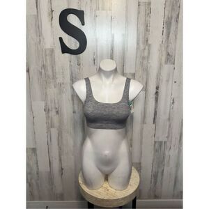 No Boundaries Heather Gray Bralette Sports Bra Womens Small Low Scoop Neck Seaml